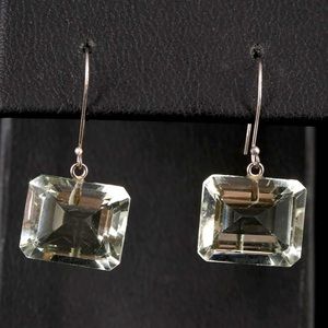 14k solid gold Prasiolite Dangle Earrings